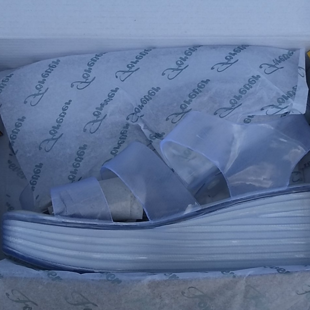 Clear platform sandals size 8